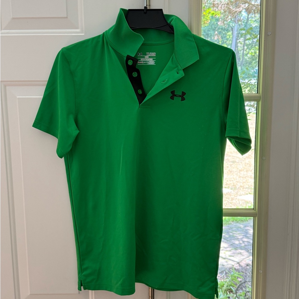 Boys Under Amour XL Green Athletic Polo Shirt